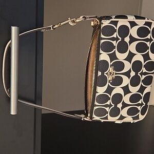 Coach Black and White Clutch with Signature Pattern